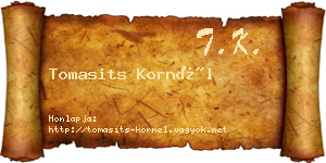Tomasits Kornél névjegykártya
